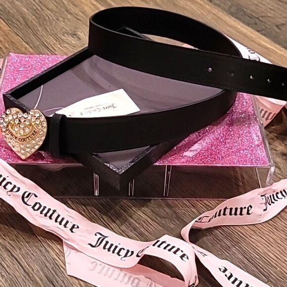 Juicy Couture Logo Rhinestone Heart Buckle Belt main image 5